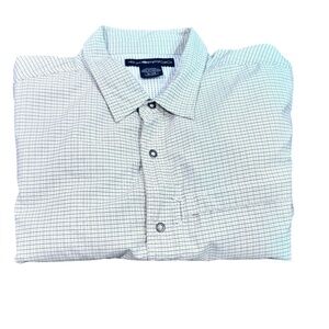 EXOFFICIO WHITE WITH BLUE & YELLOW PLAID LONG SLEEVE VENTED FISHING SHIRT